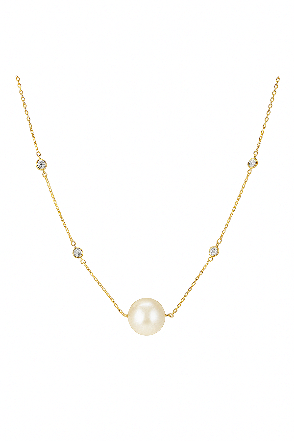 Colar Perle Pérola Com Ponto de Luz - Banhado no Ouro18k - pré venda