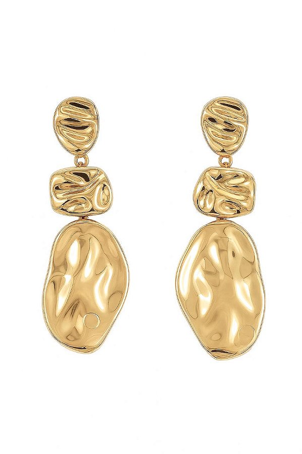 Brinco Orgânico Noir - Banhado A Ouro18k