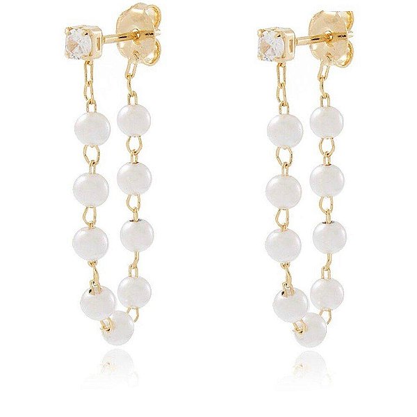 Brinco Pérola Oceane - Banhado A Ouro18k