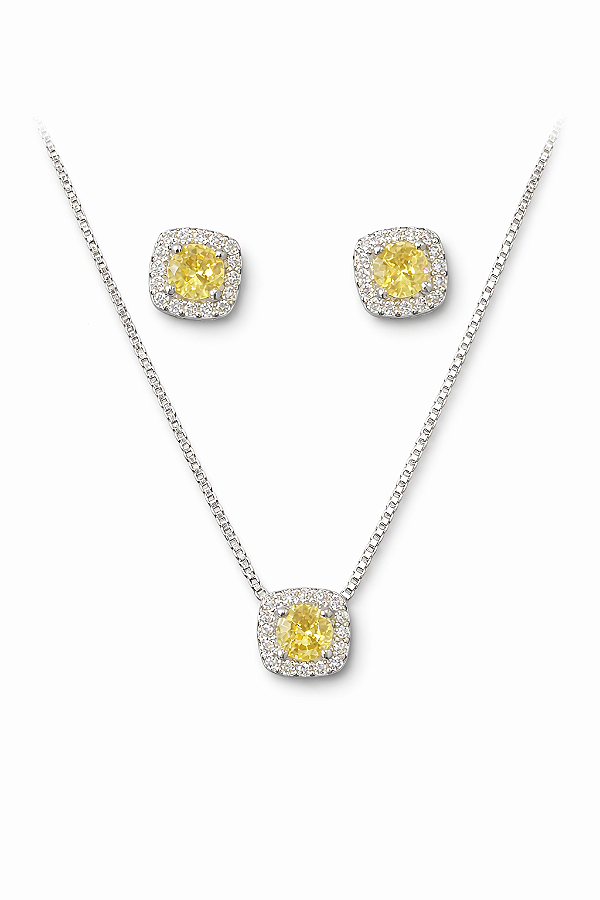 Conjunto Lumière Citrino - Ródio Branco