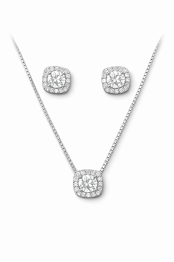 Conjunto Lumière Crystal- Ródio Branco