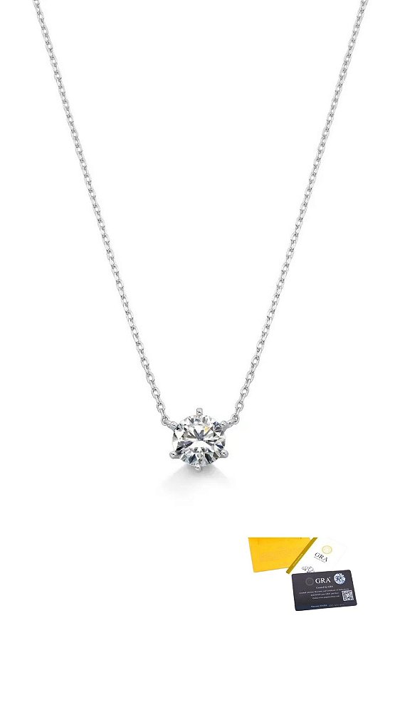 COLAR PONTO DE LUZ- MOISSANITE 6.5MM- 1ct - PRATA 925