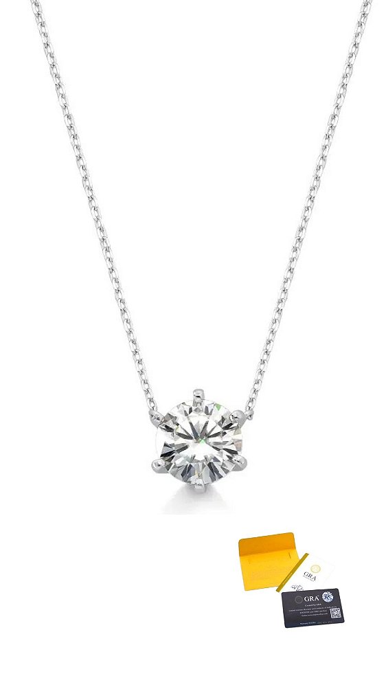 COLAR PONTO DE LUZ- MOISSANITE 10MM -4ct PRATA 925