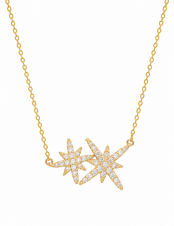 Colar Estrelas Cravejado - Banhado Em Ouro18k