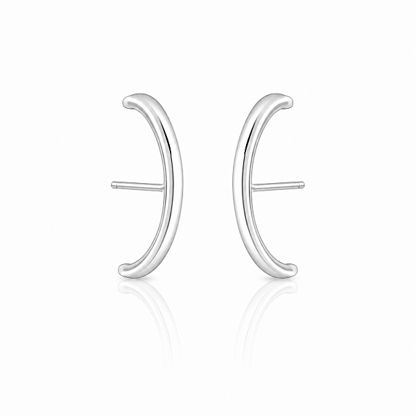 Brinco Ear Hook Liso - Banhado Em Ródio Branco