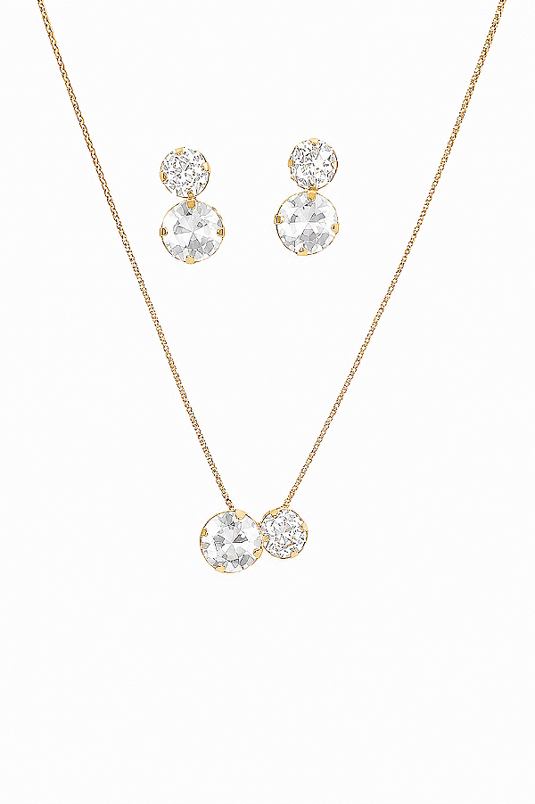 Conjunto Cristal Amalfi - Banhado em Ouro18k
