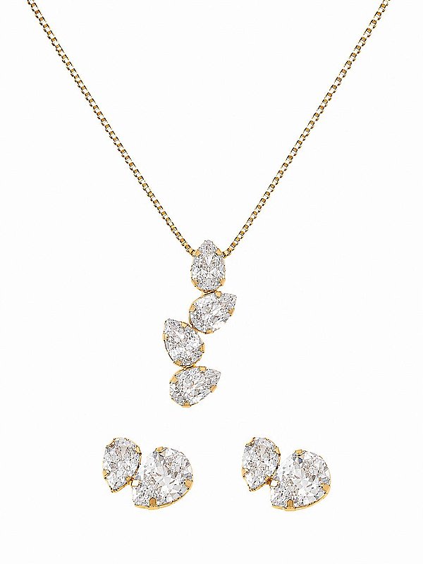 Conjunto Gotas Rizi - Banhado Em Ouro18k