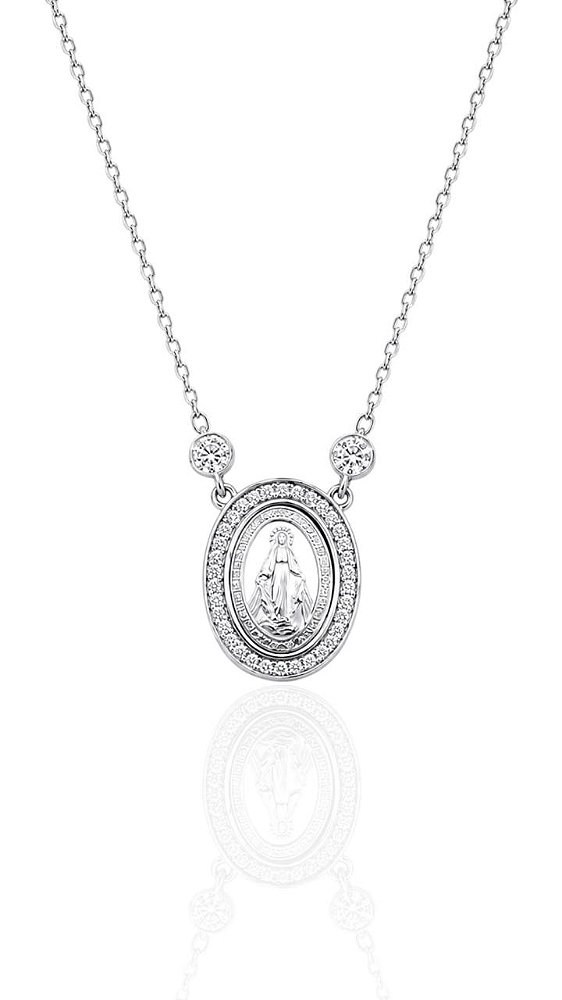Colar Nossa Senhora das Graças - Prata 925 | Certificado GRA | Cor D VVS1 | Coello