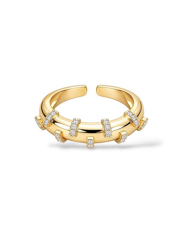 Anel Ajustável Sienna Com Cravações - Ouro18k