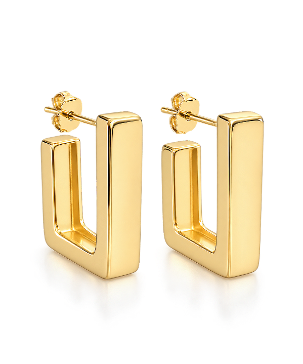 Brinco Argola Retangular Hailey - Ouro18k