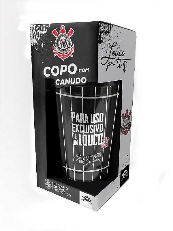 Copo Canudo Do Corinthians 450 mL Produto Oficial Licenciado Presente para Corinthiano