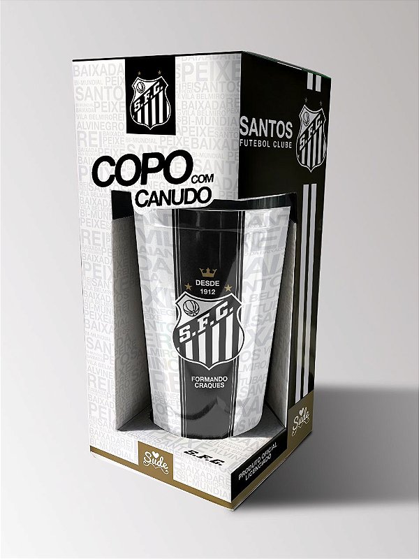 Copo Canudo Do Santos 450 mL Produto Oficial Licenciado Presente para Santista