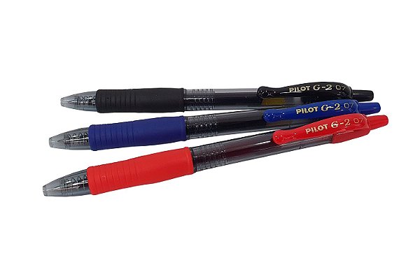 Caneta Pilot G-2 07 Esferográfica Kit Azul, Preta e Vermelha