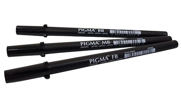 Kit Caneta Pigma Pen Brush - Sakura Fina Média Grossa Xfvk