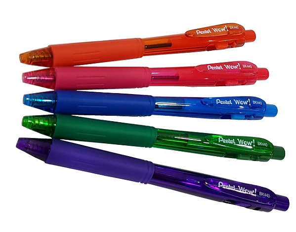 Kit Canetas Esferográficas Wow! Bk440 5 Cores 1.0 mm Pentel