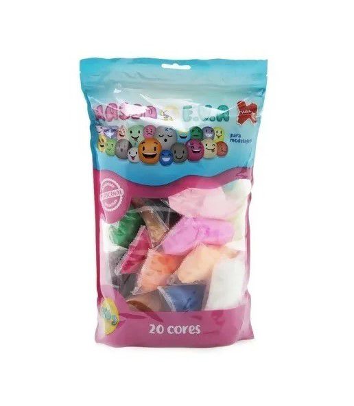MASSA DE EVA 20 CORES 250G MODELAR ARTESANATO BRINCAR MAKE+