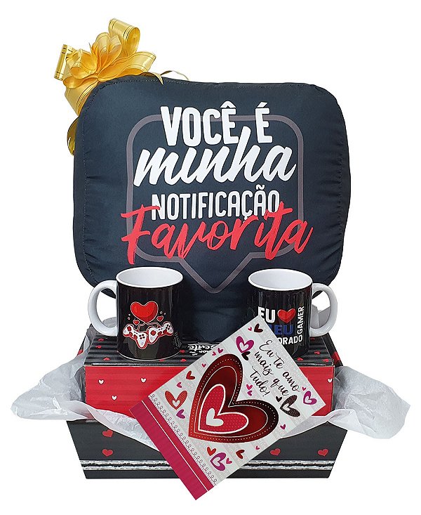 Kit Casal Gamer - Caneca Dupla Almofada e Cartão Namorados