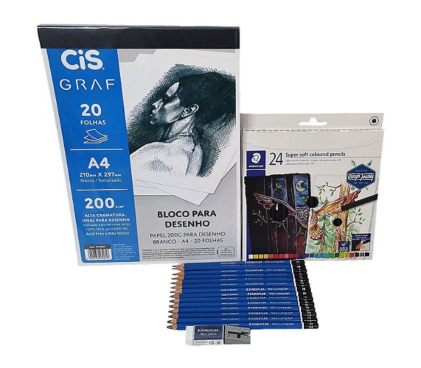 Kit de Desenho Staedtler Completo c/ 14 Lápis Mars Lumograph