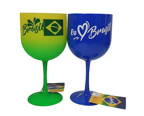 Taça de Gin Kit 2 Taças Plástico Brasil Copa do Mundo 580 mL