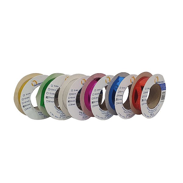 Fita Lantecor Metalóide Metalizado 20 mm x 50 m Kit 6 Cores