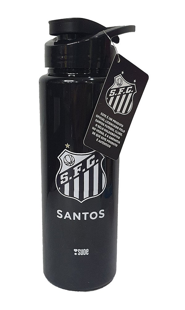 Garrafa Squeeze Do Santos 750ml Licenciado e Oficial Presente Santista De Plástico - Preto