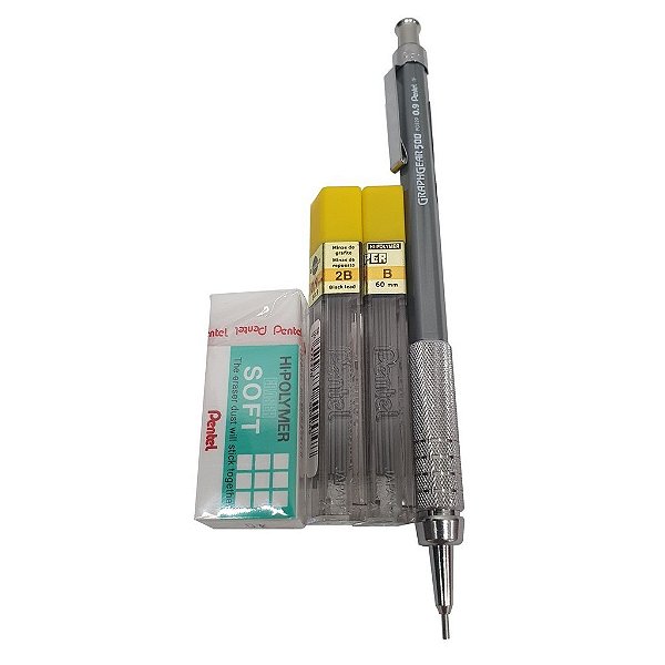 Kit Lapiseira Graphgear 500 0.9 + Grafite B e 2B + Borracha