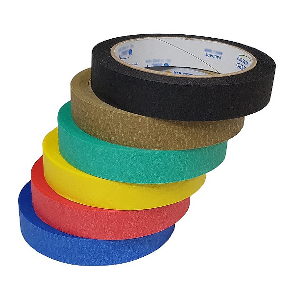 Kit De Fita Crepe Colorida 18mm X 30m Fitas Adesivas 6 Cores