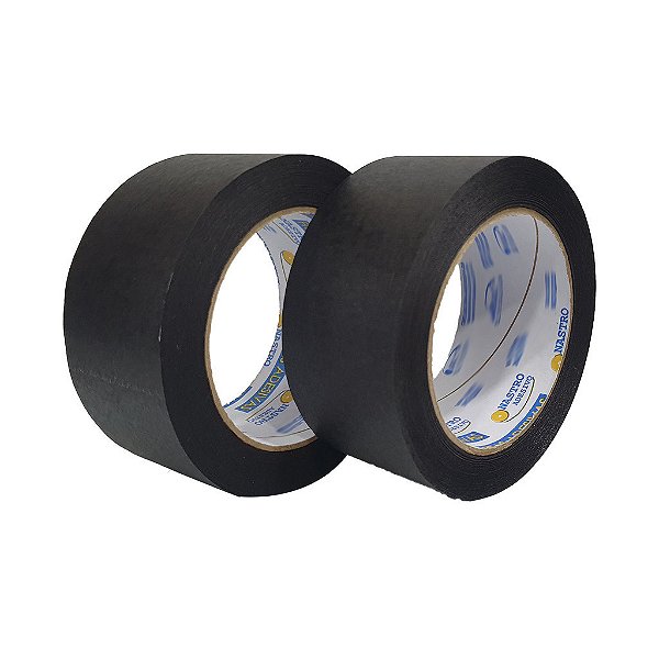 Kit De Fita Crepe Adesiva Larga Preta 2 Rolos 48mm X 50m