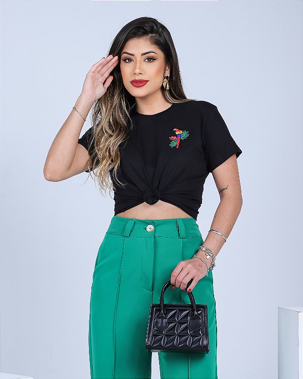 T-SHIRT ARARA (BORDADA) - PRETO