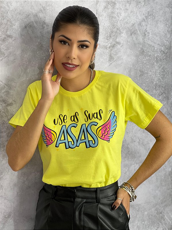 T-SHIRT USE AS SUAS ASAS - AMARELO BEBE