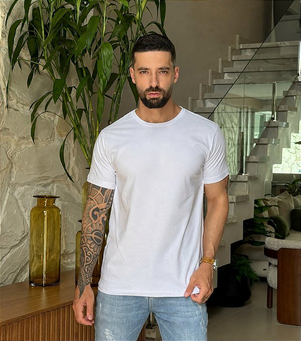 CAMISETA MASCULINA LISA - BRANCO
