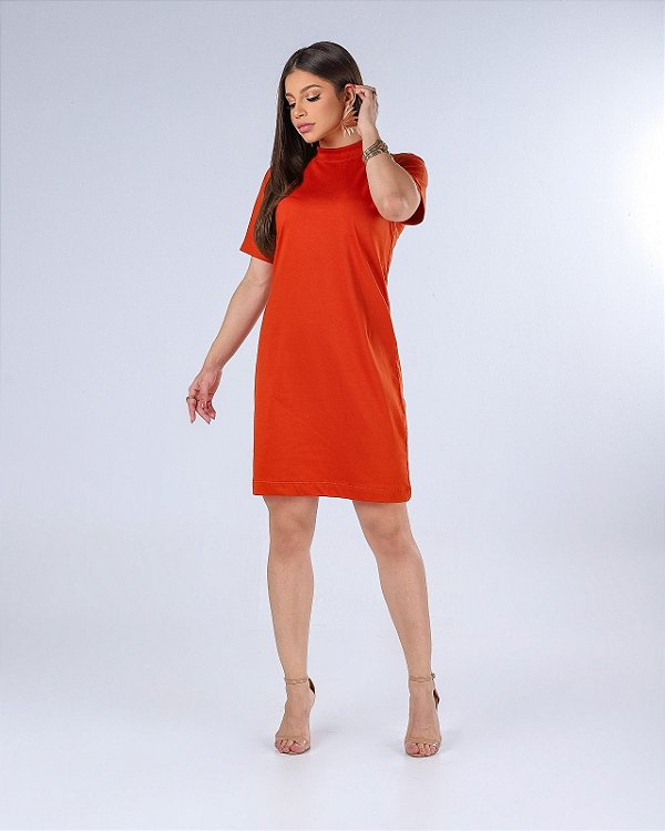 VESTIDO GOLA ALTA - TERRACOTA
