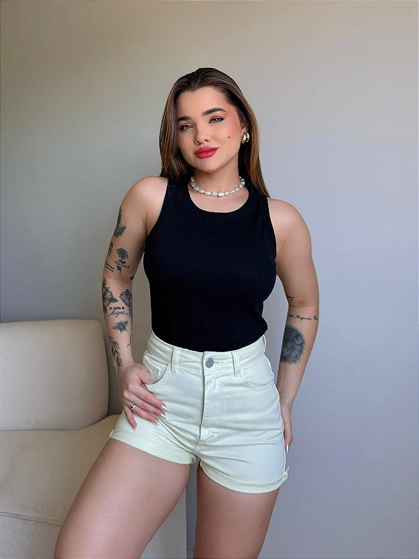 REGATA CANELADA - PRETO