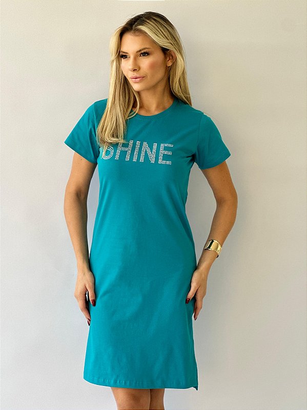 VESTIDO DRESS SHINE C/STRASS - MAR PROFUNDO