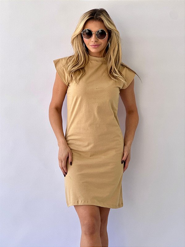 VESTIDO MUSCLE TEE - BEGE AMENDOA