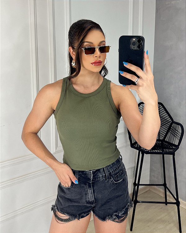 CROPPED RIBANA - VERDE KHAKI