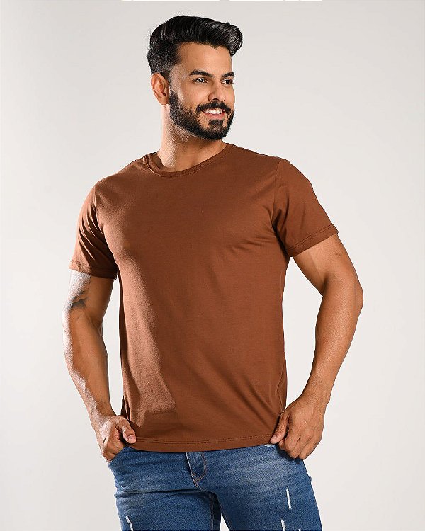 CAMISETA MASCULINA LISA - MARROM