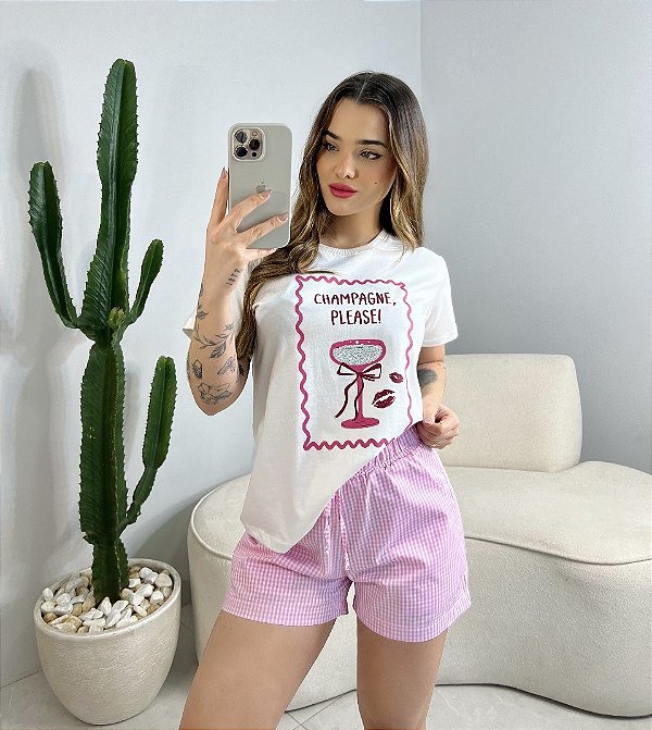 T-SHIRT CHAMPAGNE C/STRASS - OFF WHITE