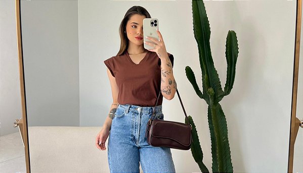 T-SHIRT MUSCLE TEE GOLA V - MARROM