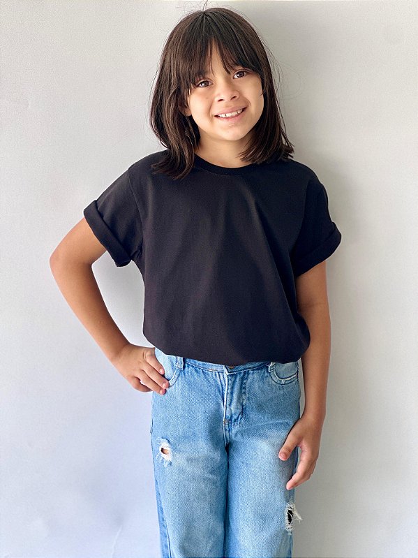 T-SHIRT INFANTIL LISA - PRETO