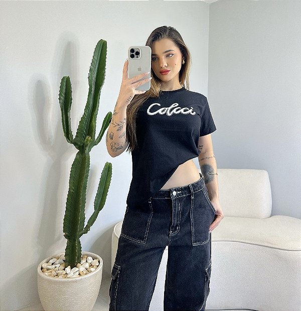 T-SHIRT COLCCI PUFF - PRETO