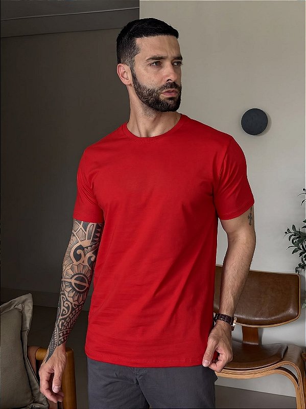 CAMISETA MASCULINA LISA - VERMELHO