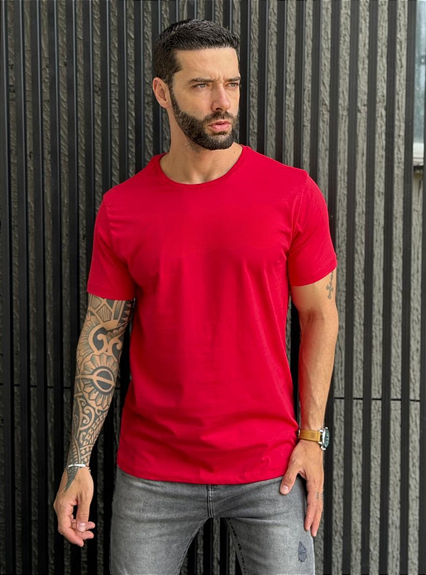 CAMISETA MASCULINA LISA - VERMELHO
