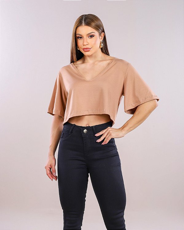 CROPPED GOLA V VISCOLYCRA - MOCHA MOUSSE