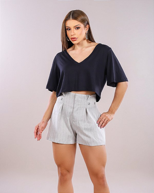 CROPPED GOLA V VISCOLYCRA - PRETO