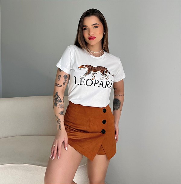 T-SHIRT LEOPARD C/GLITTER - OFF WHITE