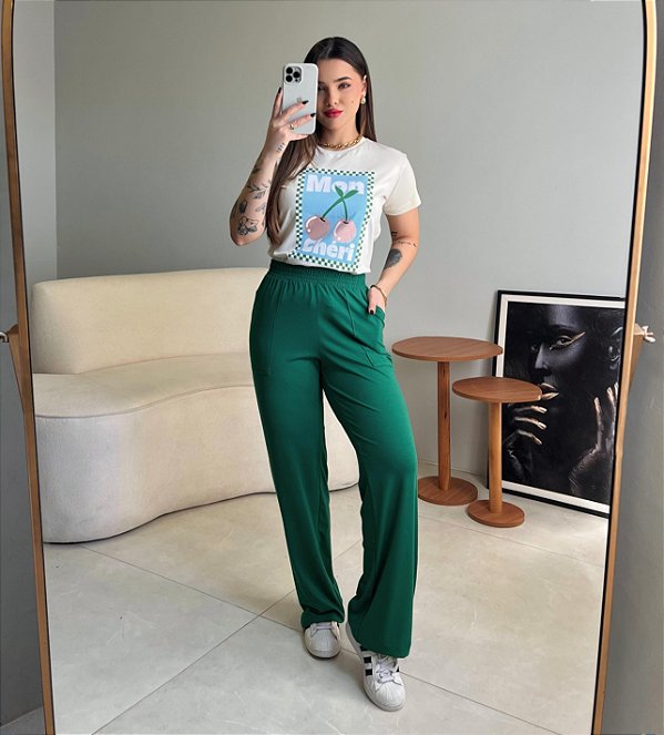 CALÇA PANTALONA VISCOLYCRA - VERDE BANDEIRA