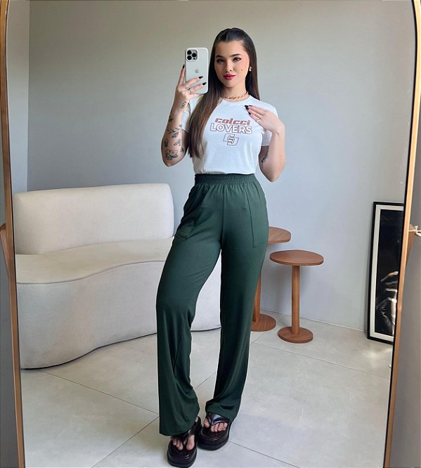CALÇA PANTALONA VISCOLYCRA - VERDE MILITAR