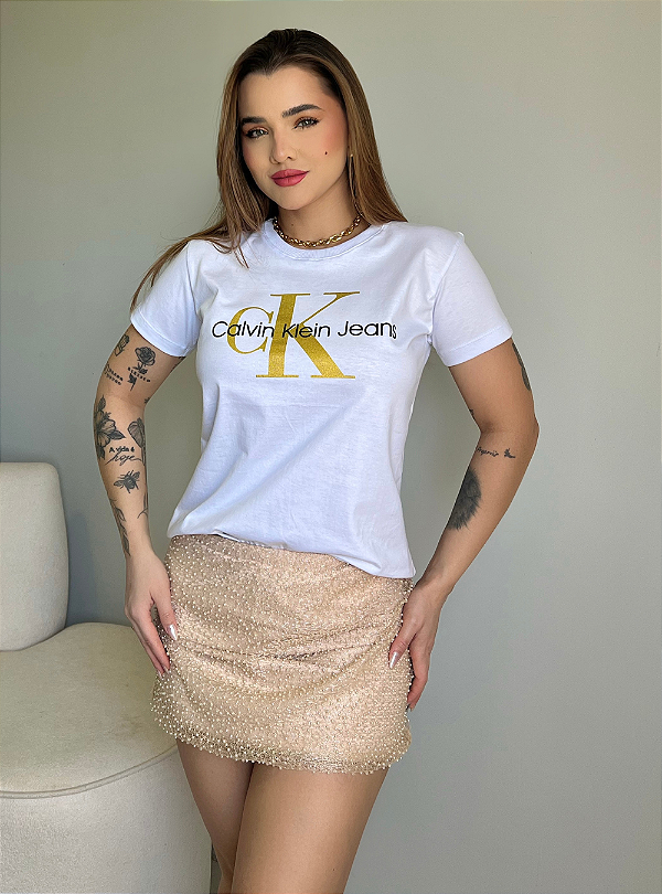 T-SHIRT CALVIN KLEIN JEANS CK - BRANCO