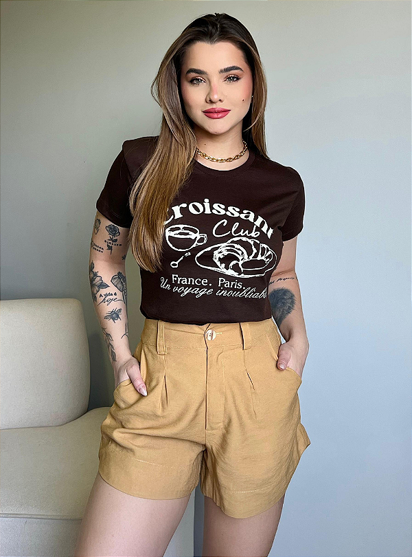 T-SHIRT CROISSANT - MARROM EXPRESSO